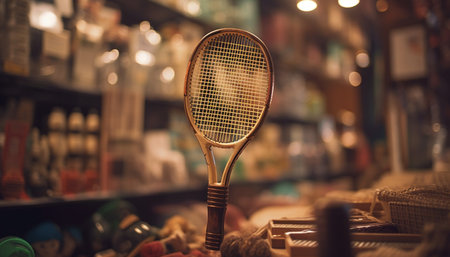 Indoor sports equipment store a lively night of leisure games generated by artificial intelligenceの素材