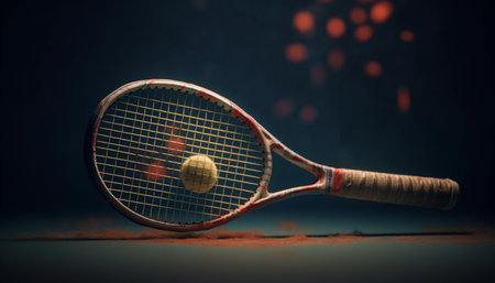 Playing tennis, a competitive sport, with focus on foreground generated by artificial intelligenceの素材