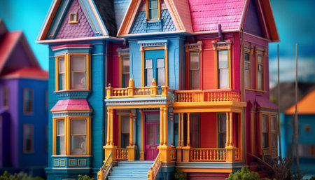 Vibrant colors adorn old architecture in famous travel destinations generated by artificial intelligenceの素材