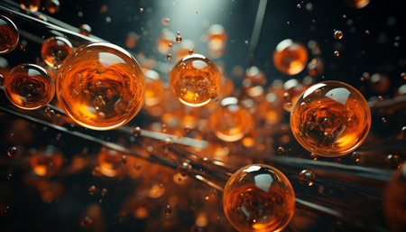 Celebration of liquid in fragile wineglass, illuminated reflection generated by artificial intelligenceの素材