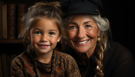 Smiling child, happiness, family, looking at camera, cheerful adult generated by artificial intelligenceの素材