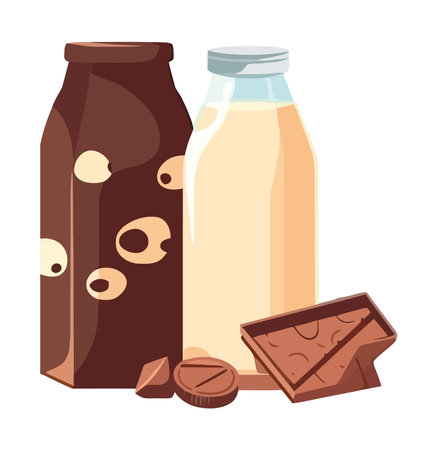 Gourmet chocolate milk bottleのイラスト素材