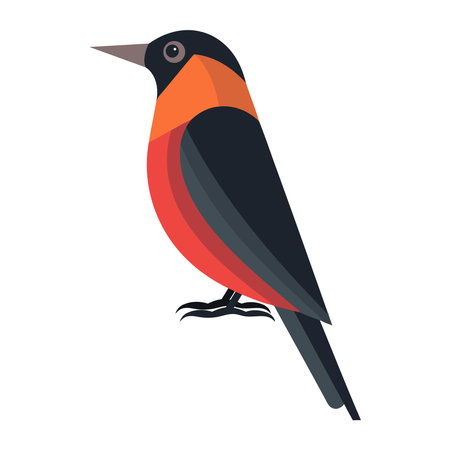 songbird perching on white background iconのイラスト素材