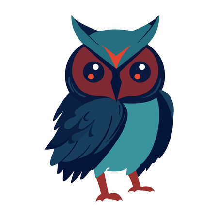 Cute cartoon eagle owl flying in natureのイラスト素材