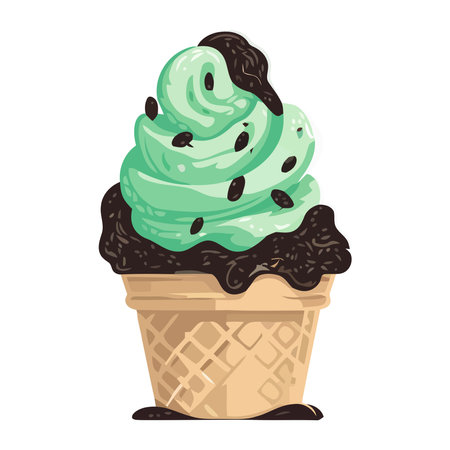 Sweet ice cream cone, a delicious summer treatのイラスト素材