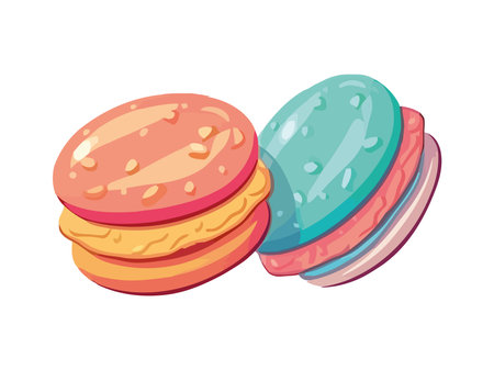 Cute cartoon macaroons, dessert snacksのイラスト素材