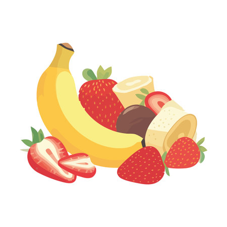 sweet fresh fruits include bananaのイラスト素材