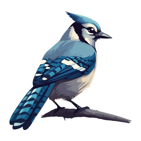 cartoon small blue jay bird icon flatのイラスト素材