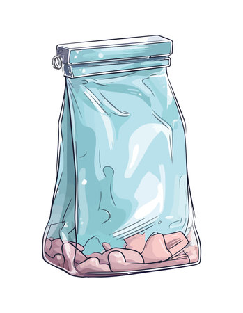 Plastic bag full products iconのイラスト素材