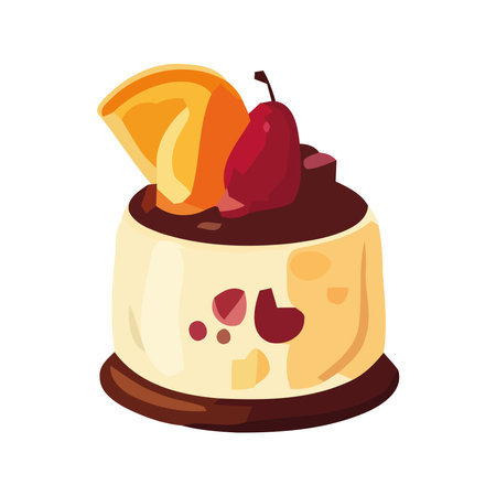 Sweet dessert with chocolate cream and fruitのイラスト素材