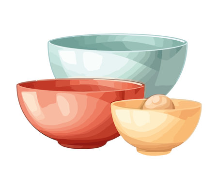 Colorful crockery for a gourmet mealのイラスト素材