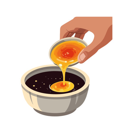 Organic honey pouring into gourmet meal bowlのイラスト素材