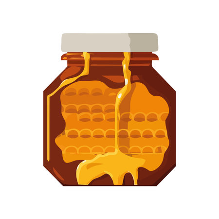 Sweet honey in a jar, white backgroundのイラスト素材