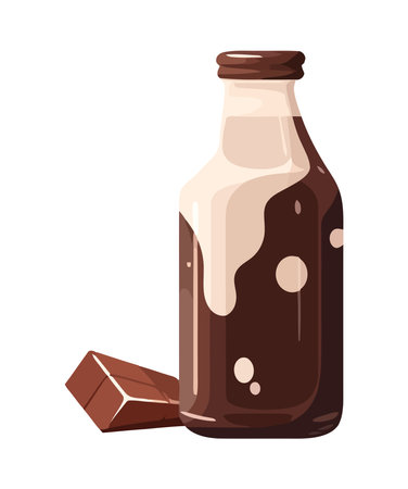 Fresh drink bottle icon with chocolate dropのイラスト素材