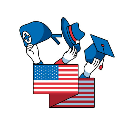 USA labor day banner iconのイラスト素材