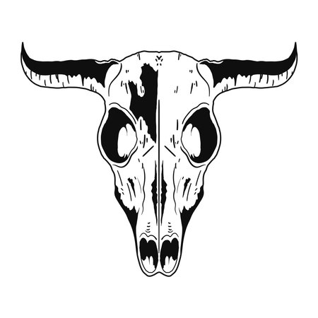 Bull Skull Style Drawing iconのイラスト素材