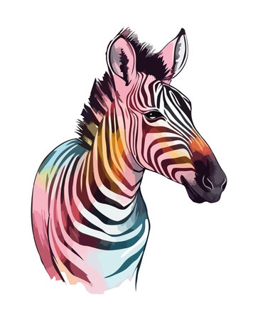 Striped zebra in African grassland, looking majesticのイラスト素材