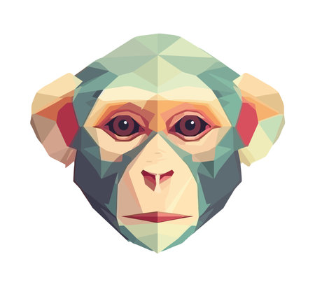 Geometric monkey head design in multi colorsのイラスト素材