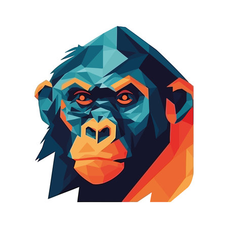 Geometric monkey mascot iconのイラスト素材