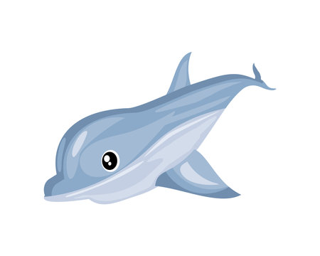 cute dolphin cartoon icon on white backgrooundのイラスト素材