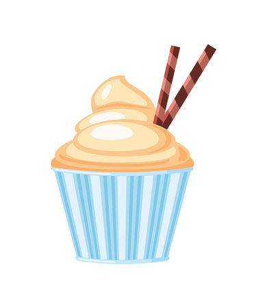 delicious cupcake icon on white backgroundのイラスト素材