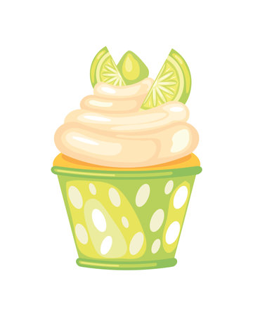 cupcake with lemon icon on white backgroundのイラスト素材