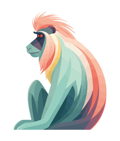 Monkey animal sitting iconのイラスト素材