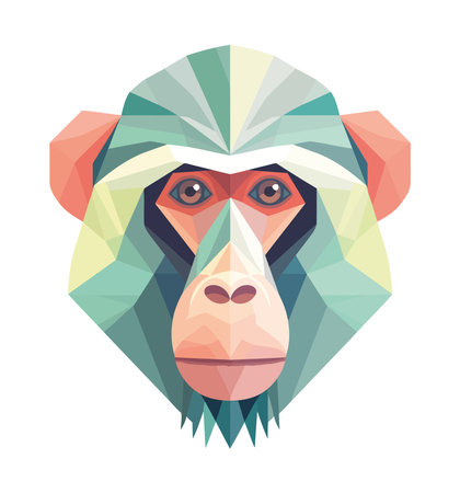 Geometric Monkey Head icon isolatedのイラスト素材