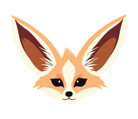 fennec fox head icon isolatedのイラスト素材