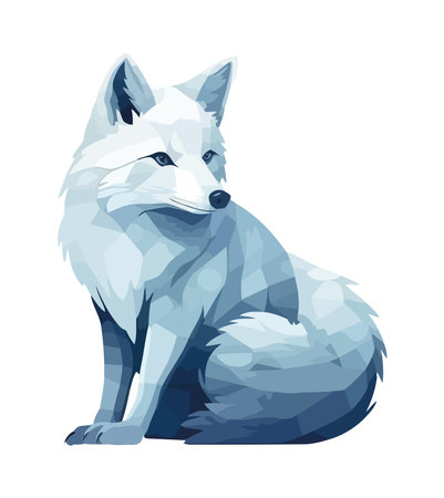 Abstract white fox sitting iconのイラスト素材