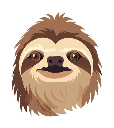 sloth head on white backgroundのイラスト素材