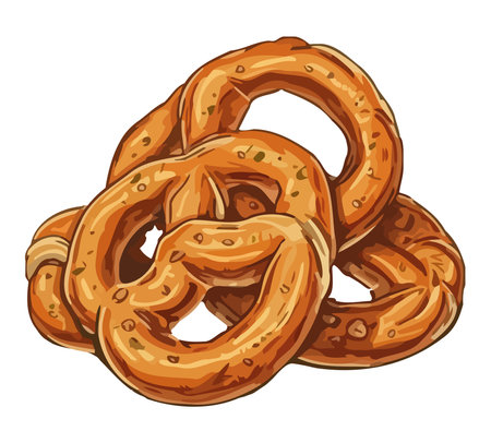 Twisted pretzel icon, baked for crunchy refreshmentのイラスト素材