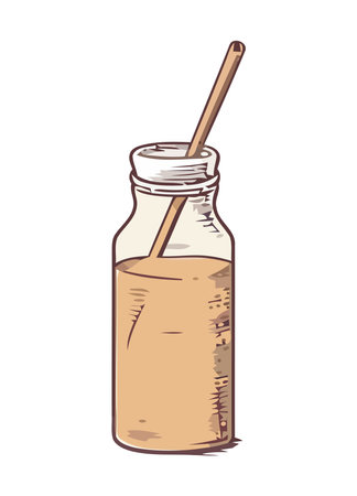 Organic fruit and honey in glass jarのイラスト素材