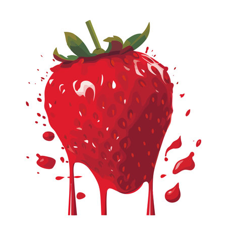 Ripe strawberry drops create sweet berry waveのイラスト素材