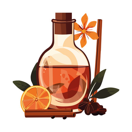 Fresh herbal cocktail with citrus and spice scentのイラスト素材