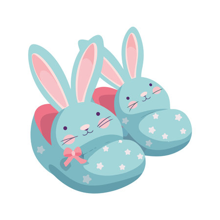 Cute baby rabbit celebrates spring with eggsのイラスト素材
