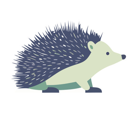 Cute hedgehog in autumn forest with sharp bristlesのイラスト素材