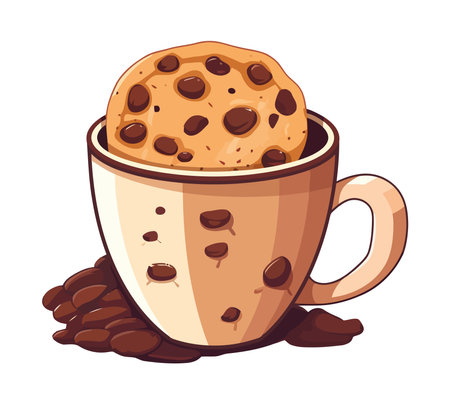 Gourmet coffee and chocolate dessert in mug.のイラスト素材
