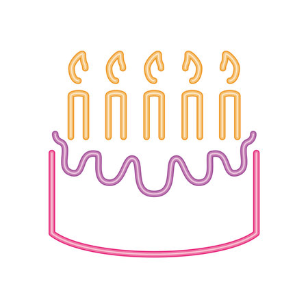 neon party birthday cake glowing iconのイラスト素材