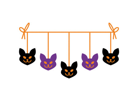 halloween garland catのイラスト素材