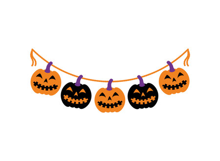 halloween garland pumpkinsのイラスト素材