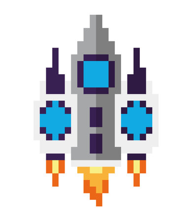 battle ship pixels vintage technologyのイラスト素材