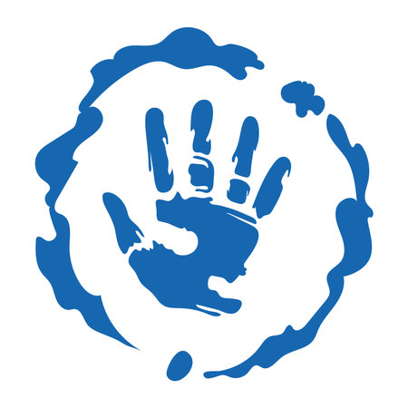 handprint paint color blueのイラスト素材
