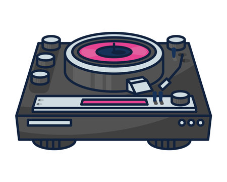 nineties pop art style vinyl turntableのイラスト素材