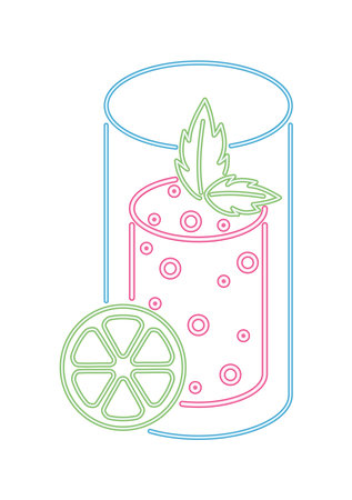 neon cocktail drinkのイラスト素材