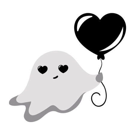 halloween ghost with balloonのイラスト素材