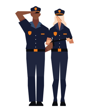 polices standing man and womanのイラスト素材