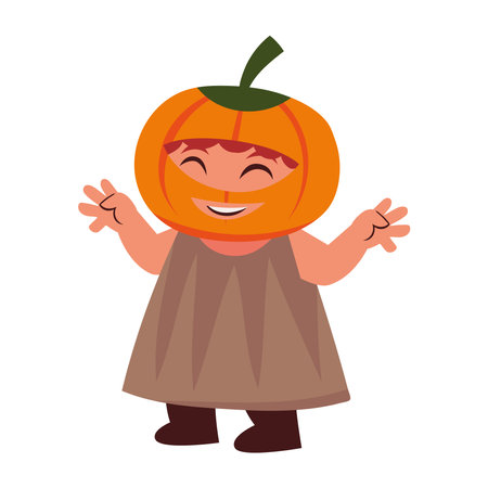 halloween kid disguised pumpkinのイラスト素材