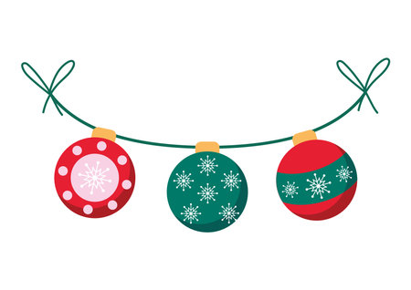 christmas garland with ballsのイラスト素材