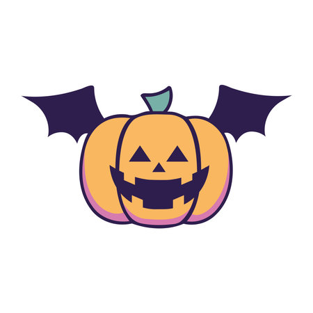 halloween cute pumpkin with wingsのイラスト素材